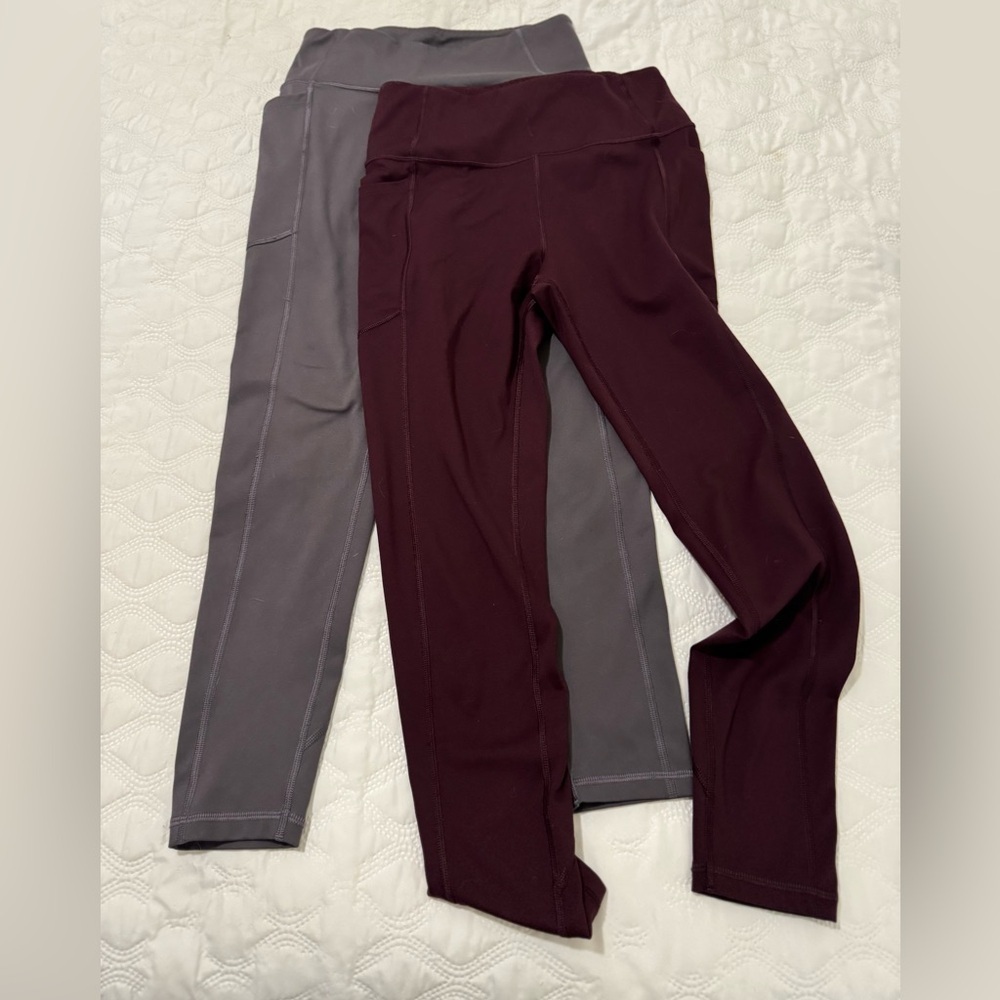 Victoria Secret Burgundy/Maroon & Grey Leggings w/Pockets - Size small (2 pair)